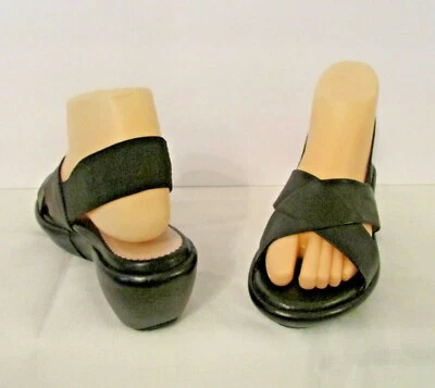 $445 Taryn Rose JACEY Cuero Negro Cordones Cruz Frontal Cuña Zapatos Sandalias 37 Foto 1 de 4