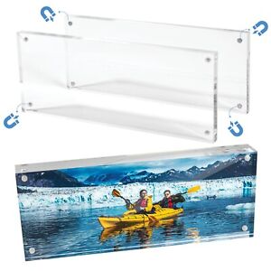 4x10 Panoramic Acrylic Photo Frame - Frameless & Thick Design - Ideal for Photos