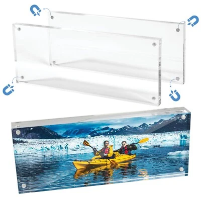 4x10 Panoramic Acrylic Photo Frame - Frameless & Thick Design - Ideal for Photos - Image 1 of 4
