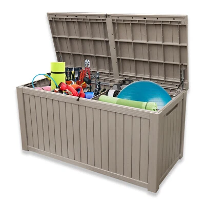 180 Gallon Deck Box Storage Outdoor Patio Chest Organizer Furniture Garden Bench - Image 1 of 4