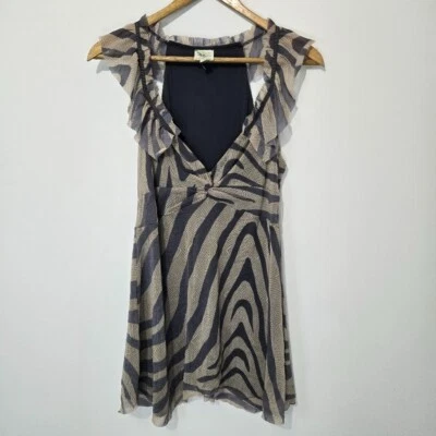 Top babydoll de malla Weston Wear para mujer talla L fluido con volantes forrado Y2K Fairy Grunge Foto 1 de 4