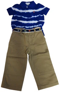 Polo Ralph Lauren Baby Boys 2 Pc. Shirt and Pants Outfit Blue / Khaki - Picture 1 of 6