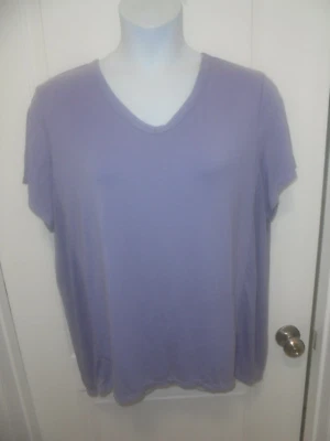 Top Tangerine para mujer púrpura liso manga corta cuello en V talla XXL Foto 1 de 4