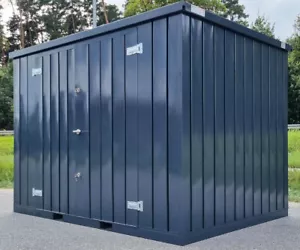 3m Geräteschuppen Lagercontainer Anthrazit RAL 7016 mit Doppeltür lange Seite - Bild 1 von 10