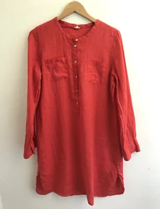 JCREW Womens Shirt Dress Linen Red Lightweight Long Sleeve Sz L Preppy EUC - Picture 1 of 7