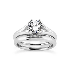 1/2 kt H SI1 Ring Rundschliff natürlicher zertifizierter Diamant 18 Karat Gold mit passendem Band - Bild 1 von 3