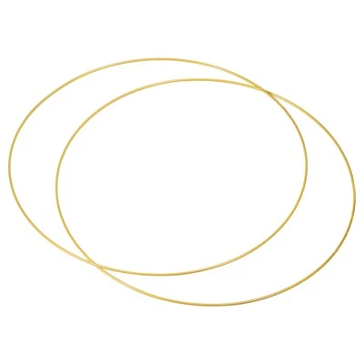 2 Pcs 20 Inch Round Metal Floral Hoop Gold Wreath Wreath Macrame Frame Gold - Image 1 of 4