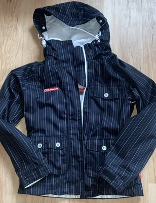 Jaqueta de Snowboard Foursquare 10K Feminina Tamanho Pequeno Com Capuz Listrada Preta - Imagem 1 de 4