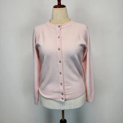 Vtg Hampshire Studio Soft Pink Cardigan Sweater Size S Diamond Buttons Preppy - Image 1 of 4