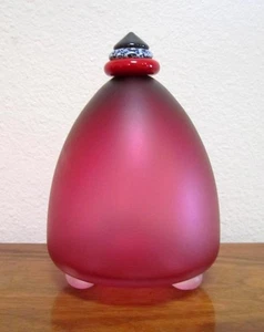 PAUL BARCROFT HAND MADE RED LEAD CRYSTAL BOTTLE & STOPPER from ENGLAND - Picture 1 of 6