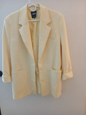 Zara Lemon Yellow Blazer Small Two Pockets - Image 1 of 4