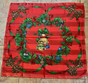 ELAINE GOLD Collection XIIX LTD 34” Square Scarf Christmas Holiday Holly Bells - Picture 1 of 6