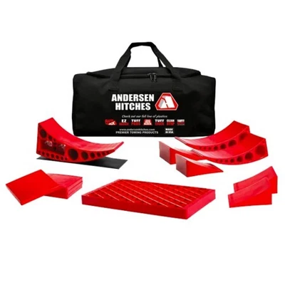 Bolsa de engranajes de remolque Andersen Hitches Ultimate con nivelador de cámper almohadilla de toba de gato rápido Foto 1 de 4