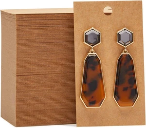 200-Pack Kraft Paper Earring Display Cards for Hanging Earrings, Studs, Bulk Je - Picture 1 of 12