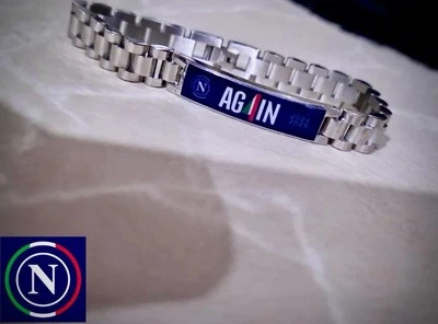 Bracciale Napoli in Acciaio Con Logo Napoli Campione AGAIN 2025 - Immagine 1 di 4