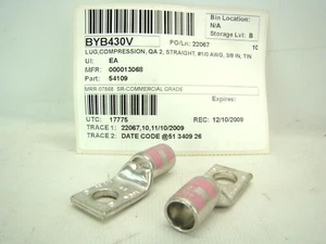 Qty-2 Thomas & Betts 54109 Compression Lugs #1/0 3/8"-Hole Pink Die 42 - Picture 1 of 2
