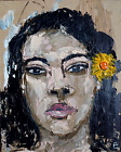 Original  Portrait Filipina Female Face Painting in Salon Girl Oil Wall Art 8x10