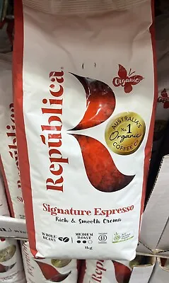 2 X Republica Signature Espresso Organic Whole Coffee Bean Medium Roast 1Kg • 64.95$