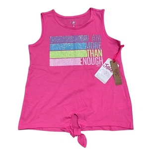 Justice Girls Size M (10) Pink “I Am More Than Enough” Tie Knot Tank Top ~ NWT - Picture 1 of 7