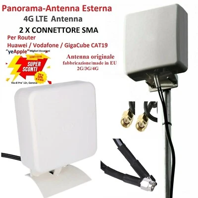 LTE-4G Panorama-Antenna Esterna per Router Huawei/Vodafone/GCube 2 Cavi di 5 mtr - Immagine 1 di 4