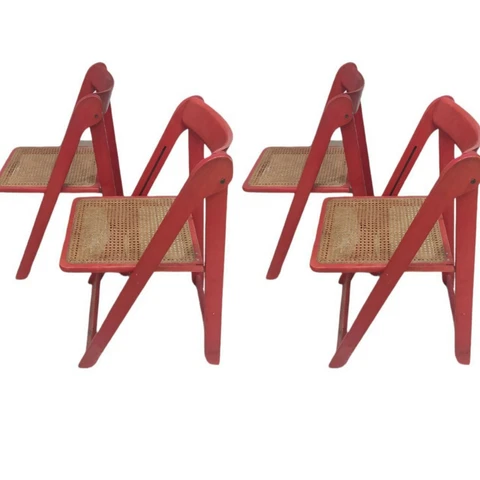 set of four vintage folding chairs "Trieste" Style, made in Italy, 1970s Cover