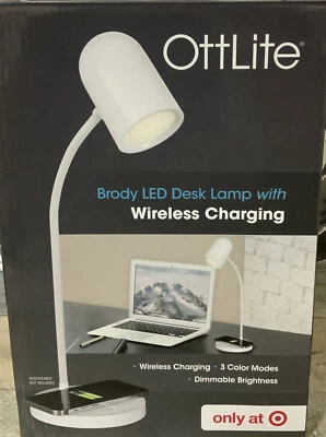 ⚡️OttLite LED Brody Wireless Charging Desk Lamp White - Image 1 of 4