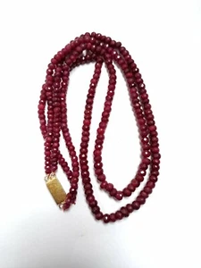 Ruby Corundum Diamond Cut Rondell Necklace Ruby 342 Carat 5x6 mm 20'' Gemstone - Picture 1 of 5