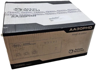 NIB Atlas Sound AA30PHD 3-Ch 30W Mixer Amplifier 25V/70.7V Variable Controls - Image 1 of 4