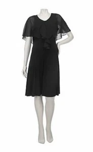 George Simonton Mixed Media Capelet Dress with Ruffle Detail 2X Burgundy A222075 - Picture 1 of 9