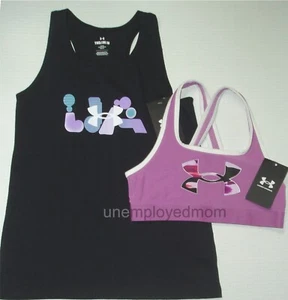 Under Armour Sports Bra Tank Top Tee Shirt Youth Girls Athletic Active Wear UA - Picture 1 of 7