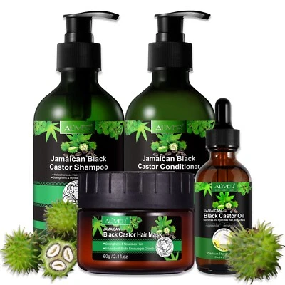 Hair Care Set Shampoo Conditioner Hair Mask Hair Oil Castor Hair Growth Vegan - Image 1 of 4