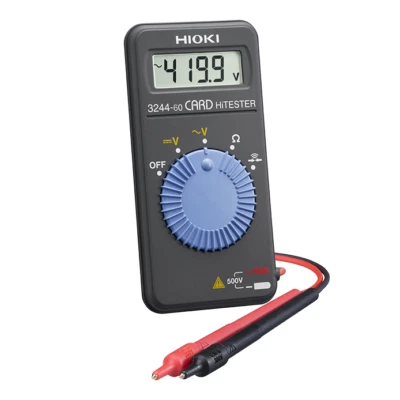 Hioki 3244-60 Card-style Pocket Digital Multimeter AC/DC Volt 500V Ω 15mm Leads - image 1 of 4