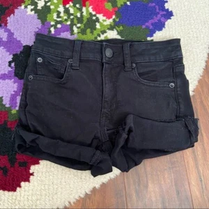 American Eagle Women's size 00 Black Denim High Rise Shortie Shorts - Picture 1 of 6