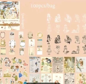100 Pc Ephemera Junk Journal Scrapbook Card Making Vintage Childrens Fairy Tales - Picture 1 of 6