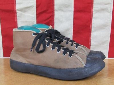 Tenis de baloncesto de lona verde OD de colección de la década de 1930 zapatos de gimnasio de caña alta talla 6 raros Foto 1 de 4