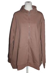 Ava & Viv Women's Plus Size 2X Full Zip Jacket Sweatshirt Top Gray Brown NEW - Picture 1 of 2