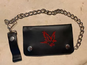 NEGRA - Cartera de cadena de cuero de vaca real para camionero motociclista - Imagen 1 de 8