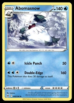 Abomasnow 043/196 SWSH11: Lost Origin - Image 1 of 2