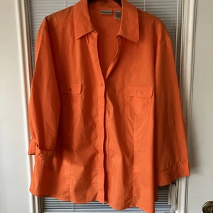 C- Chico’s Gr. 2 orange dünne Jacke Shirt - Bild 1 von 9