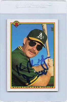 1990 Bowman #462 Ken Phelps Athletics Signed Auto *K9970 - Image 1 of 2
