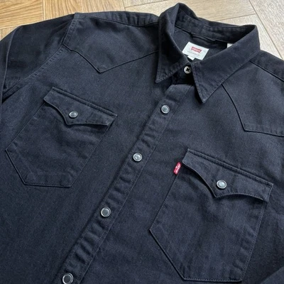Levi's Western Cone Denim Shirt Mens Black Size Large L/Sleeve Pearl Snap Button - Image 1 of 4