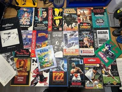 Vintage Sega Genesis Game Manual Lot + Game Gear Posters – 20+ Manuals Jackson - Image 1 of 4