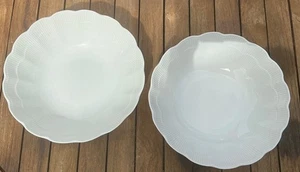 Kaiser ROMANTICA Set of 2 Serving Bowls 9” All White Scalloped Germany - Picture 1 of 6