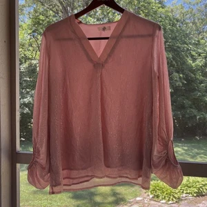 Entro transparente Langarm Damen Bluse mit goldenen Details rosa Größe S - Bild 1 von 6