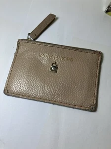 Michael Kors Women Leather Purse Wallet Cream Coin Pouch - Picture 1 of 8