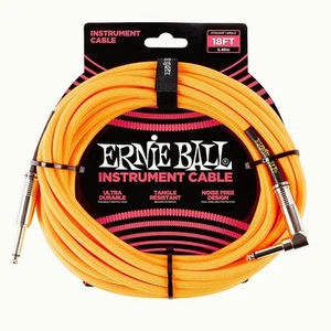 Ernie Ball 18 FT BRAIDED GUITAR INSTRUMENT CABLE STRAIGHT - R/A NEON ORANGE 6084 - Picture 1 of 6