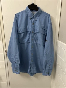 LL Bean Shirt Mens Sz Medium Blue Vented Fishing Button Down Pockets L/S 0P024 - Picture 1 of 12