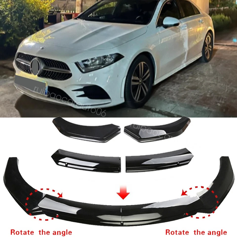 For Mercedes Benz A180 A200 Black Front Bumper Lip Splitter Spoiler Body Kit Foto 1 de 4