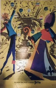 "SALVADOR DALI POUR LA SOURCE PERRIER" Affiche originale cartonnée 1969 36x54cm - Imagen 1 de 1