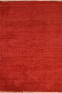 Rust Color Solid Gabbeh Modern Hand-knotted 5'x7' Area Rug Wool Carpet - Picture 1 of 12